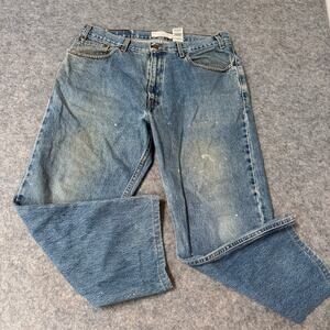 Levi Strauss Painted Faded Light Wash Blue Jeans Reg Fit Cotton Size W38 L34